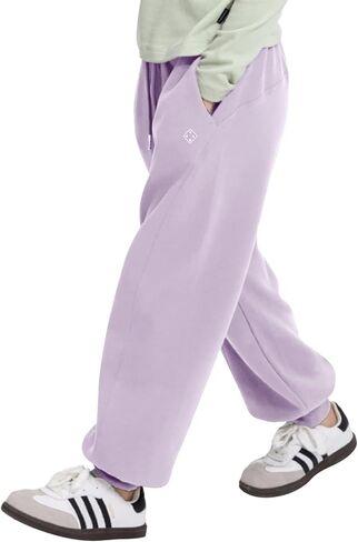 Rolanko Girls Baggy Sweatpants Solid Jogger Pants Soft Sweats Kids Trousers with Pockets 6-14Y in Kuwait