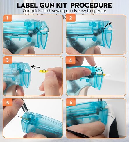 مثبت الملابس السريع، مسدس صغير لوضع العلامات على الملابس، مسدس خياطة صغير سريع الغرز لخياطة الملابس، مسدس خياطة مع إبرة، 1000 مشبك أسود و1000 مشبك صغير أبيض in Kuwait
