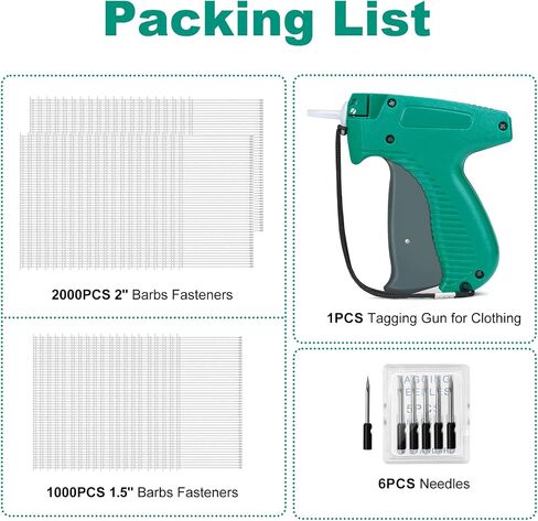 Tagging Gun for Clothing, Price Tag Gun for Clothes Labeler, Standard Retail Tagging Gun,Tag Attacher Machine, Garment Tagging Gun with 6 Needles, 3000pcs Barbs Fasteners, Hard Case (Not Mini Stitch) in Saudi Arabia
