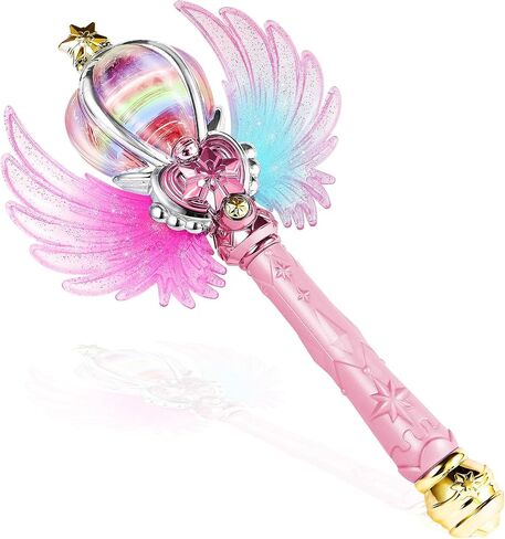 Light Up Snowflake Wand with Spinning LEDs and Sound Magic Princess Toys for Kids Girls Birthday Cosplay Party Favors, Pink in Saudi Arabia
