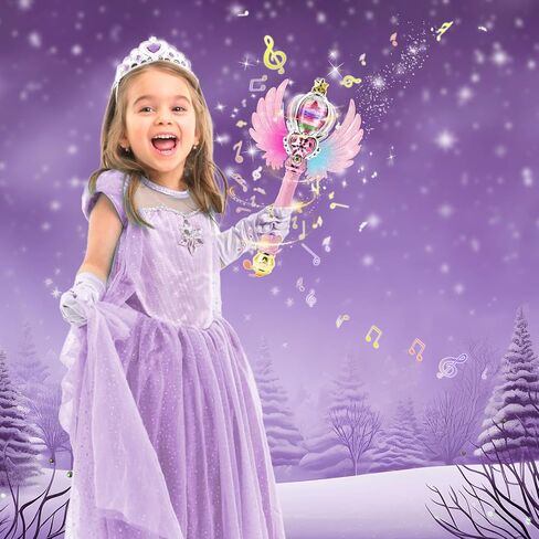 Light Up Snowflake Wand with Spinning LEDs and Sound Magic Princess Toys for Kids Girls Birthday Cosplay Party Favors, Pink in Saudi Arabia