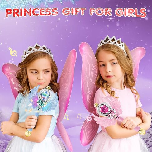 Light Up Snowflake Wand with Spinning LEDs and Sound Magic Princess Toys for Kids Girls Birthday Cosplay Party Favors, Pink in Saudi Arabia