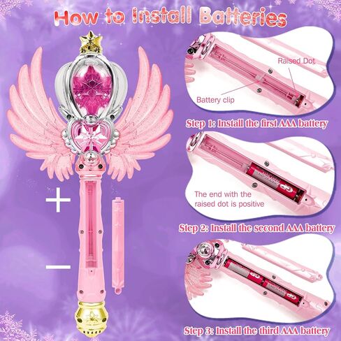 Light Up Snowflake Wand with Spinning LEDs and Sound Magic Princess Toys for Kids Girls Birthday Cosplay Party Favors, Pink in Saudi Arabia