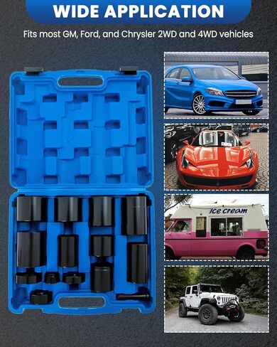 مجموعة محول خدمة وصلة الكرة الرئيسية تناسب معظم السيارات ذات الدفع الثنائي والرباعي والشاحنات وسيارات الدفع الرباعي، 14 قطعة أداة محول تثبيت مزيل وصلة الكرة لاستبدال وإصلاح مفاصل الكرة in Kuwait