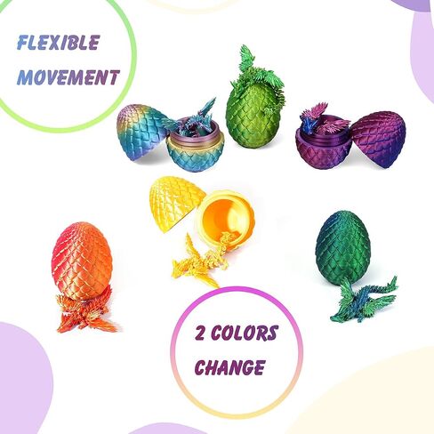 7" 3D Printed Dragon with Wings in Egg, Easter Basket Stuffers, Crystal Dragon Surprise in Eggs, Articulated Dragon, Dragon Fidget Toy, Home Office Decor Executive Desk Toy (Laser Blue) in Saudi Arabia