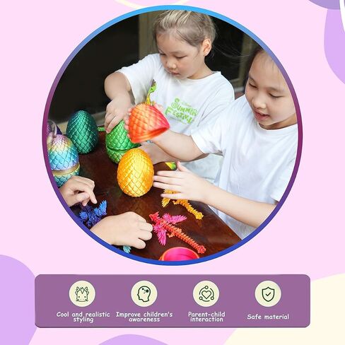 7" 3D Printed Dragon with Wings in Egg, Easter Basket Stuffers, Crystal Dragon Surprise in Eggs, Articulated Dragon, Dragon Fidget Toy, Home Office Decor Executive Desk Toy (Laser Blue) in Saudi Arabia