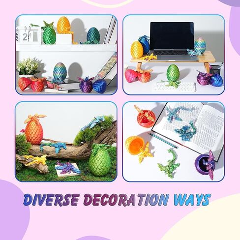 7" 3D Printed Dragon with Wings in Egg, Easter Basket Stuffers, Crystal Dragon Surprise in Eggs, Articulated Dragon, Dragon Fidget Toy, Home Office Decor Executive Desk Toy (Laser Blue) in Saudi Arabia