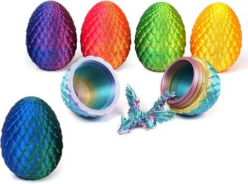 7" 3D Printed Dragon with Wings in Egg, Easter Basket Stuffers, Crystal Dragon Surprise in Eggs, Articulated Dragon, Dragon Fidget Toy, Home Office Decor Executive Desk Toy (Laser Blue) in Saudi Arabia