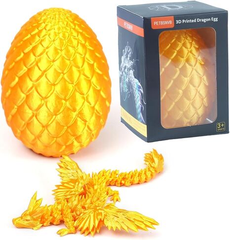 7" 3D Printed Dragon with Wings in Egg, Easter Basket Stuffers, Crystal Dragon Surprise in Eggs, Articulated Dragon, Dragon Fidget Toy, Home Office Decor Executive Desk Toy (Laser Blue) in Saudi Arabia