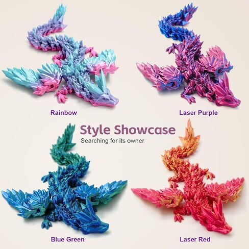 3D Printed Dragon with Wings, 3D Dragon 9" Articulated Winged Dragon for Home Office Decor Executive Desk Toys, Blue Green in Saudi Arabia