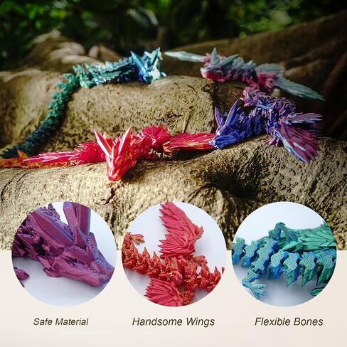3D Printed Dragon with Wings, 3D Dragon 9" Articulated Winged Dragon for Home Office Decor Executive Desk Toys, Blue Green in Saudi Arabia