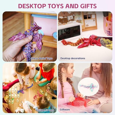 3D Printed Dragon with Wings, 3D Dragon 9" Articulated Winged Dragon for Home Office Decor Executive Desk Toys, Blue Green in Saudi Arabia