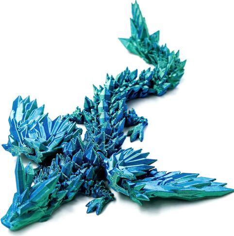 3D Printed Dragon with Wings, 3D Dragon 9" Articulated Winged Dragon for Home Office Decor Executive Desk Toys, Blue Green in Saudi Arabia