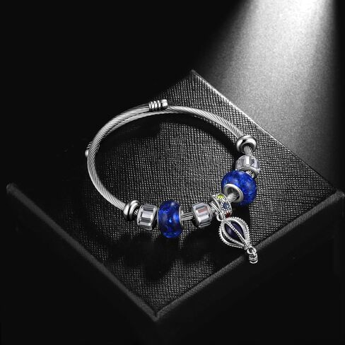 Hipunk Women Charm Friendship Bracelets - Stainless Steel Crystal Heart Butterfly Cartoon Beads Adjustable Bangle Bracelets Jewelry for Holiday Party Gifts in Saudi Arabia