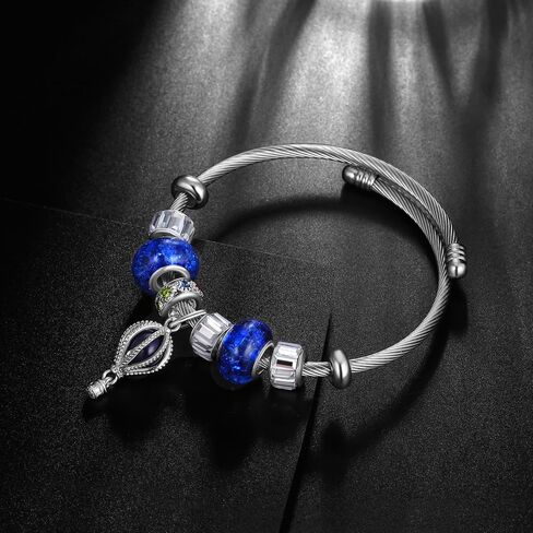 Hipunk Women Charm Friendship Bracelets - Stainless Steel Crystal Heart Butterfly Cartoon Beads Adjustable Bangle Bracelets Jewelry for Holiday Party Gifts in Saudi Arabia