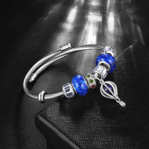 Hipunk Women Charm Friendship Bracelets - Stainless Steel Crystal Heart Butterfly Cartoon Beads Adjustable Bangle Bracelets Jewelry for Holiday Party Gifts in Saudi Arabia