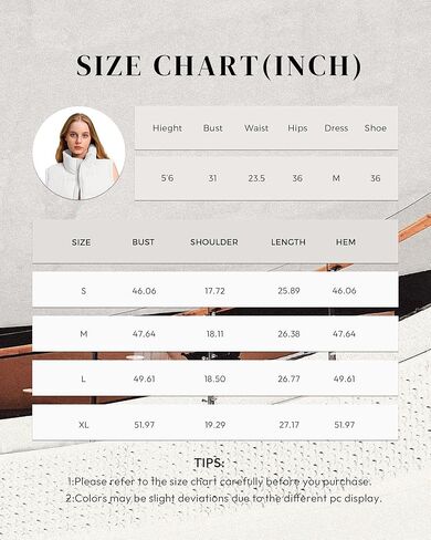 Polu Womens Puffer Vest 2024 Oversized Lightweight Winter Sleeveless Zip Up Padded Stand Collar Jacket Coat Warm in Kuwait