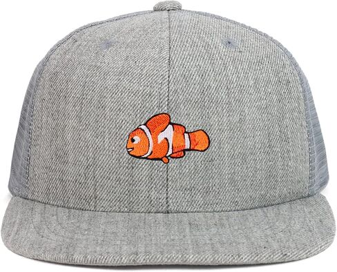 Youth Kid's Clown Fish Patch Structured Flat Bill Snapback Trucker Cap in Kuwait