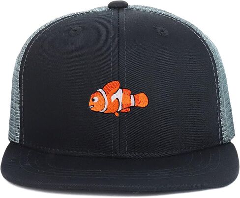 Youth Kid's Clown Fish Patch Structured Flat Bill Snapback Trucker Cap in Kuwait