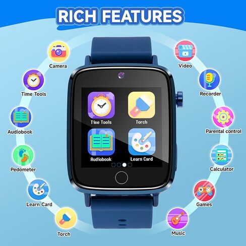 Kids Watch Boys Toys with 26 Games, ZUODUN Touch Screen Camera Smart Watch for Kids Age 4-12, Pedometer, Flashlight, Alarm Clock, Kids Smart Watch for 6 7 8 Year Old Boy Birthday Gift in Saudi Arabia