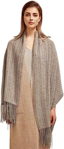 100% Pure Cashmere Luxury Cable Knitted Scarf Shawl Wrap for Women Winter Thick Warm in Saudi Arabia