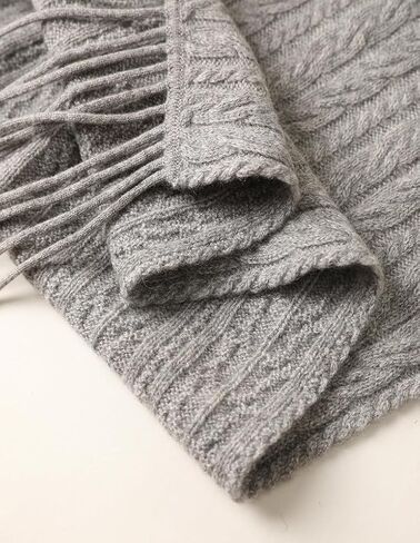 100% Pure Cashmere Luxury Cable Knitted Scarf Shawl Wrap for Women Winter Thick Warm in Saudi Arabia