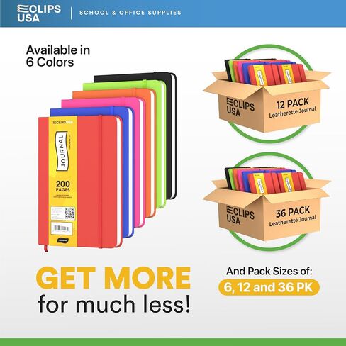 Journal, Journal For Women & Men, Journaling Notebooks, Writing Journal, Lined Journal, Leatherette Cover, Bookmark Ribbon, Elastic Closure Band, Woodfree Paper, 5" x 8" (6 Pack) in Saudi Arabia