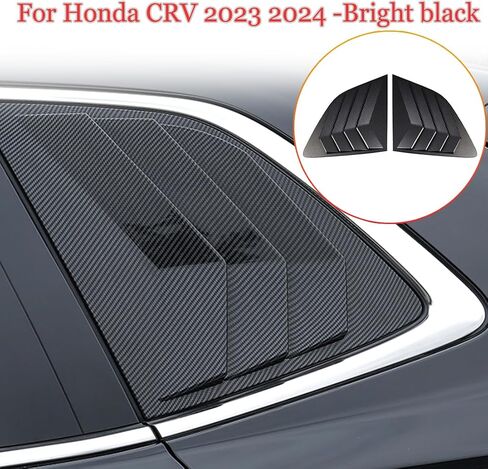 2Pcs Rear Side Window Louvers Air Vent Scoop Shades Cover Blinds Trim for Honda CRV CR-V 2023 2024 2025 - ABS bright black Sport Interior Accessories in Saudi Arabia