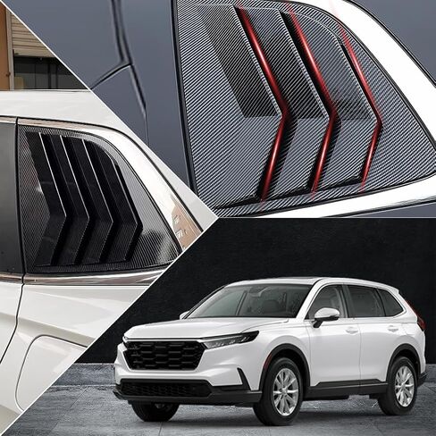 2Pcs Rear Side Window Louvers Air Vent Scoop Shades Cover Blinds Trim for Honda CRV CR-V 2023 2024 2025 - ABS bright black Sport Interior Accessories in Saudi Arabia