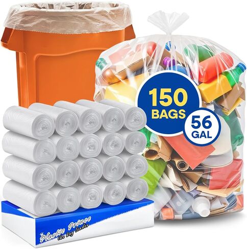 (1000 Pack) 16 Gallon Clear Trash Bags, 8 Mic, High-Density, Fits Round and Square 12-16 gal Trash Cans, 24" x 31" Garbage Can Liners in Saudi Arabia