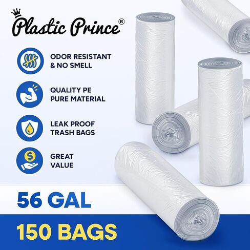 (1000 Pack) 16 Gallon Clear Trash Bags, 8 Mic, High-Density, Fits Round and Square 12-16 gal Trash Cans, 24" x 31" Garbage Can Liners in Saudi Arabia
