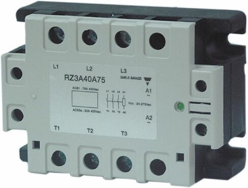 CARLO GAVAZZI RM1A48D50 قرص الهوكي، مرحل الحالة الصلبة، الحد الأقصى لتحويل التيار المتردد 50 أمبير، تصنيف يصل إلى 7.5 حصان، 20-280 فولت تيار متردد أو 22-48 فولت تيار مستمر، تحويل 42-530 فولت تيار متردد، جهد حجب 1200 فولت، غطاء IP20، LED تشخيصي، 2.4 أوقية. in Kuwait