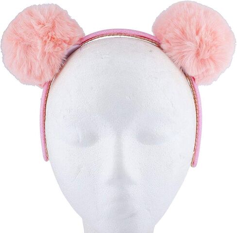 LUX ACCESSORIES FauxFur Pom Cat mouse Ear Puff Ear Halloween Headband in Saudi Arabia