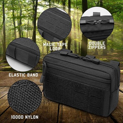 2 Pack 1000D Laser Cut Molle Pouches - Tactical Compact Water-Resistant Utility Admin Pouch for Vest Backpack Duty Belt Tactical Vests in Kuwait