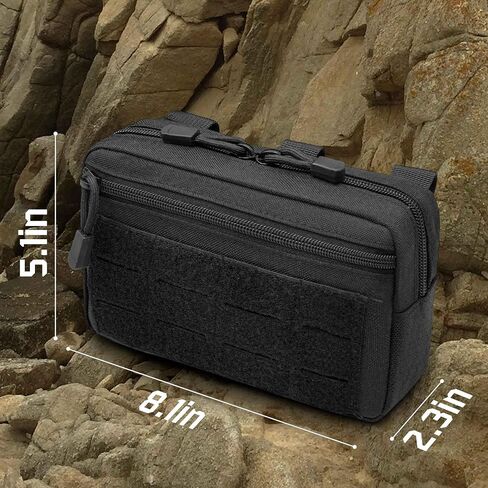 2 Pack 1000D Laser Cut Molle Pouches - Tactical Compact Water-Resistant Utility Admin Pouch for Vest Backpack Duty Belt Tactical Vests in Kuwait