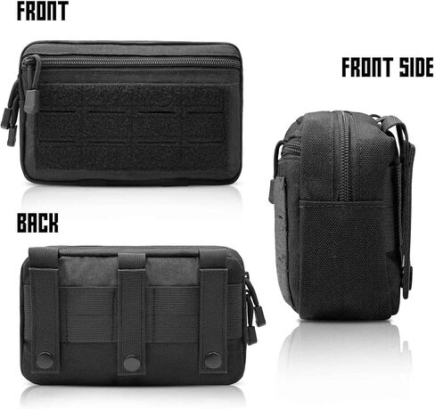 2 Pack 1000D Laser Cut Molle Pouches - Tactical Compact Water-Resistant Utility Admin Pouch for Vest Backpack Duty Belt Tactical Vests in Kuwait