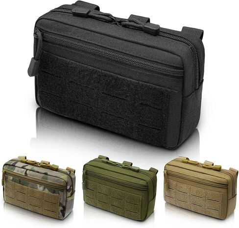 2 Pack 1000D Laser Cut Molle Pouches - Tactical Compact Water-Resistant Utility Admin Pouch for Vest Backpack Duty Belt Tactical Vests in Kuwait