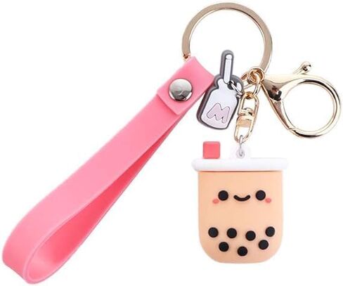 JJLFresheners Silicone Pearl Milk Tea Keychain, Cute Bobo Keyring Simulation Drinks Headphone Case Keyring Car Key Chain Bag Pendant for Women Girls, Car Keychain in Saudi Arabia