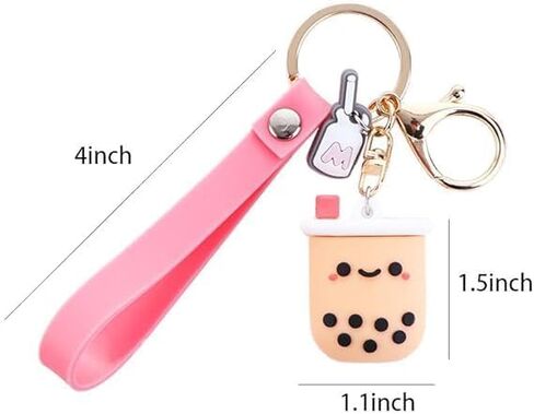 JJLFresheners Silicone Pearl Milk Tea Keychain, Cute Bobo Keyring Simulation Drinks Headphone Case Keyring Car Key Chain Bag Pendant for Women Girls, Car Keychain in Saudi Arabia