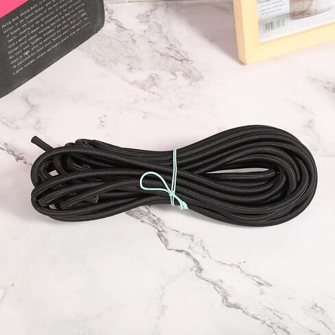 حبل مرن دائري، حبل مرن دائري، 7 مم 10 متر / 32.8 قدم سلك حبل مرن دائري مع مرونة قوية للملابس DIY أسود مضفر حزام مطاطي لفة حبل للخياطة والحرفية in Kuwait