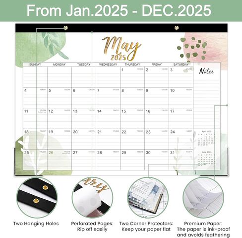 2025-2026 Desk Calendar - Jul. 2025 - Dec. 2026, Calendar 2025-2026 Desk, 12" x 16.8", 18 Months Calendar Pad with Corner Protectors, Cutting Line, Hanging Holes, Large Office Desk Top Calendar in Kuwait