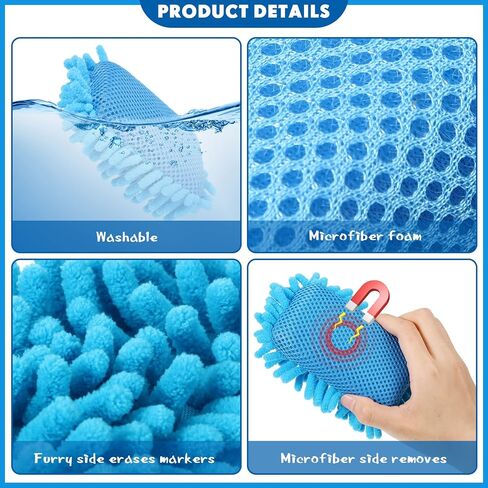 Sherr 30 Pcs Microfiber Shag Erasers Bulk Washable Magnetic Dry Erasers Bulk Whiteboard Eraser Dry Chalk Erase Board Eraser for Markers Chalk Home School Classroom Office(Bright Color) in Saudi Arabia