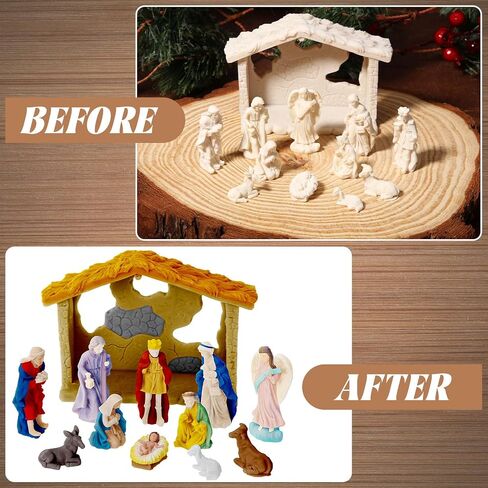 Zubebe 12 Pcs DIY Christmas Nativity Character Ornaments Ready to Paint Mini Jesus Figures Mini Paintable Nativity Figurines Nativity Set Christ Birth of Jesus Nativity Scene Decoration in Saudi Arabia