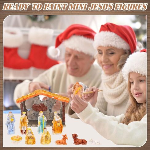 Zubebe 12 Pcs DIY Christmas Nativity Character Ornaments Ready to Paint Mini Jesus Figures Mini Paintable Nativity Figurines Nativity Set Christ Birth of Jesus Nativity Scene Decoration in Saudi Arabia