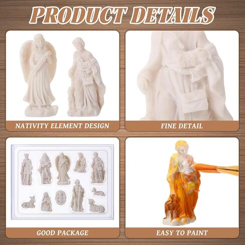 Zubebe 12 Pcs DIY Christmas Nativity Character Ornaments Ready to Paint Mini Jesus Figures Mini Paintable Nativity Figurines Nativity Set Christ Birth of Jesus Nativity Scene Decoration in Saudi Arabia