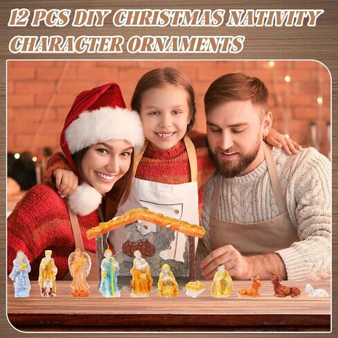 Zubebe 12 Pcs DIY Christmas Nativity Character Ornaments Ready to Paint Mini Jesus Figures Mini Paintable Nativity Figurines Nativity Set Christ Birth of Jesus Nativity Scene Decoration in Saudi Arabia