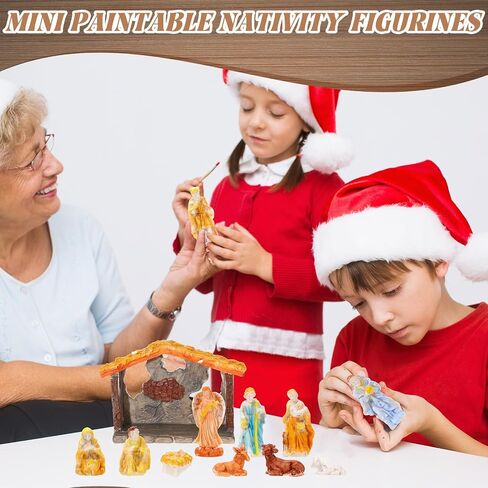Zubebe 12 Pcs DIY Christmas Nativity Character Ornaments Ready to Paint Mini Jesus Figures Mini Paintable Nativity Figurines Nativity Set Christ Birth of Jesus Nativity Scene Decoration in Saudi Arabia