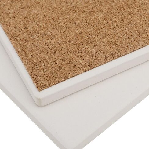 50 قطعة من قواعد الأكواب الخزفية المربعة مقاس 10.16 × 10.16 سم من هوزون، بلاط سيراميك فارغ، بلاط سيراميك أبيض غير مزجج، اصنع قواعد الأكواب الخاصة بك للصياغة وصب الأكريليك والرسم in Kuwait