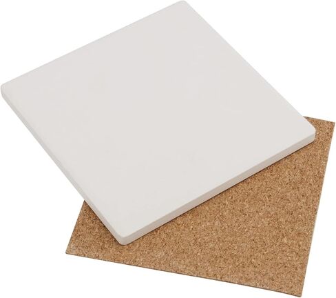 50 قطعة من قواعد الأكواب الخزفية المربعة مقاس 10.16 × 10.16 سم من هوزون، بلاط سيراميك فارغ، بلاط سيراميك أبيض غير مزجج، اصنع قواعد الأكواب الخاصة بك للصياغة وصب الأكريليك والرسم in Kuwait