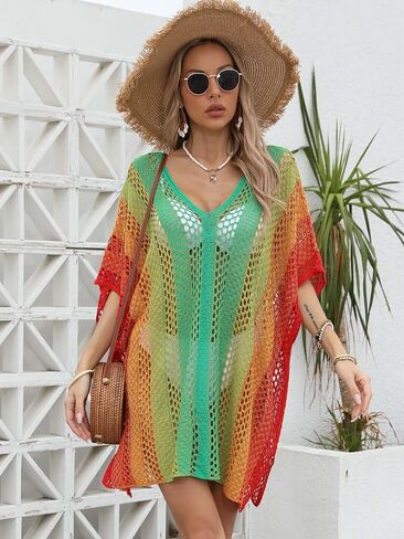 Ferand Women's Crochet Swimsuit Coverup Colorful Beach Cover Ups for Swimwear in Saudi Arabia